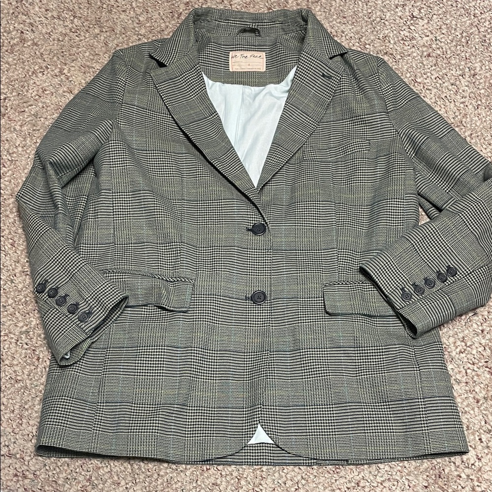 Free people plaid check Women's longer cut Blazer